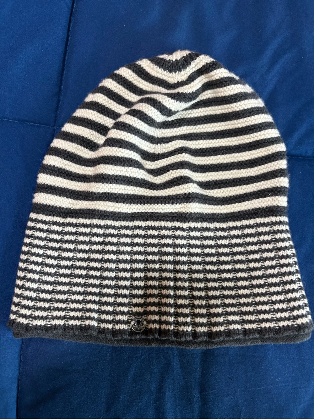 Lululemon Striped Knit Beanie Navy/Ivory O/S